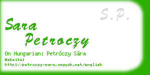 sara petroczy business card