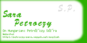 sara petroczy business card